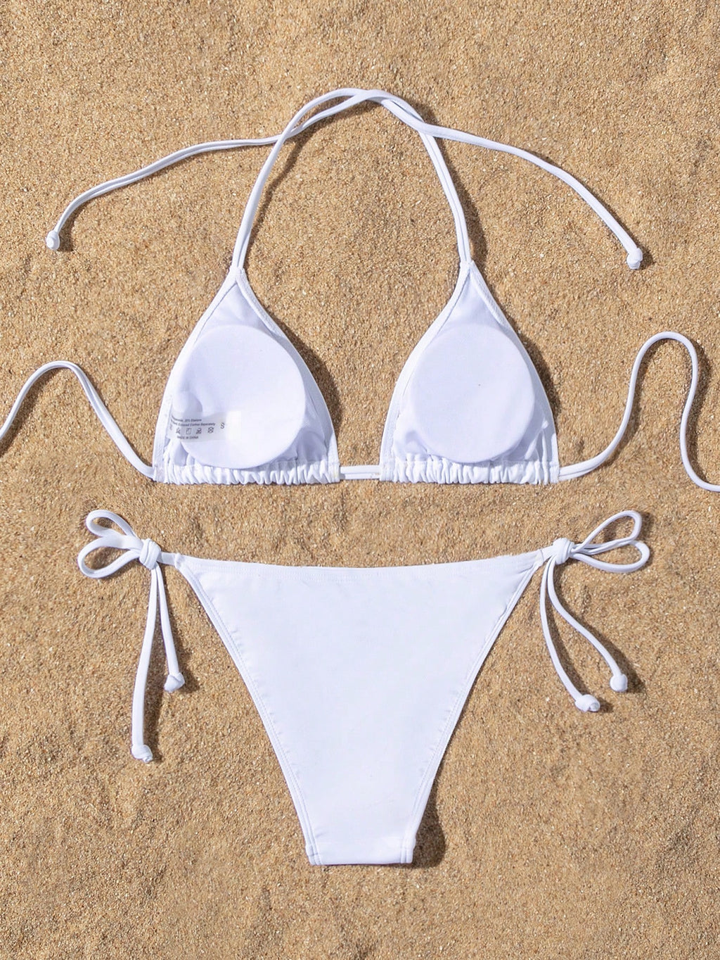 Swim Basics Summer Beach Halter Triangle Tie Side Bikini Set - image 2