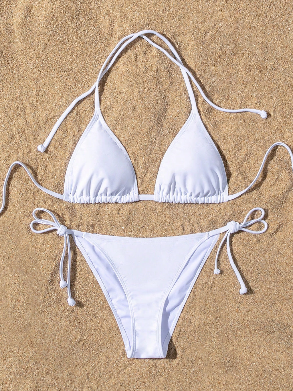 Summer Beach Halter Triangle Tie Side Bikini Set