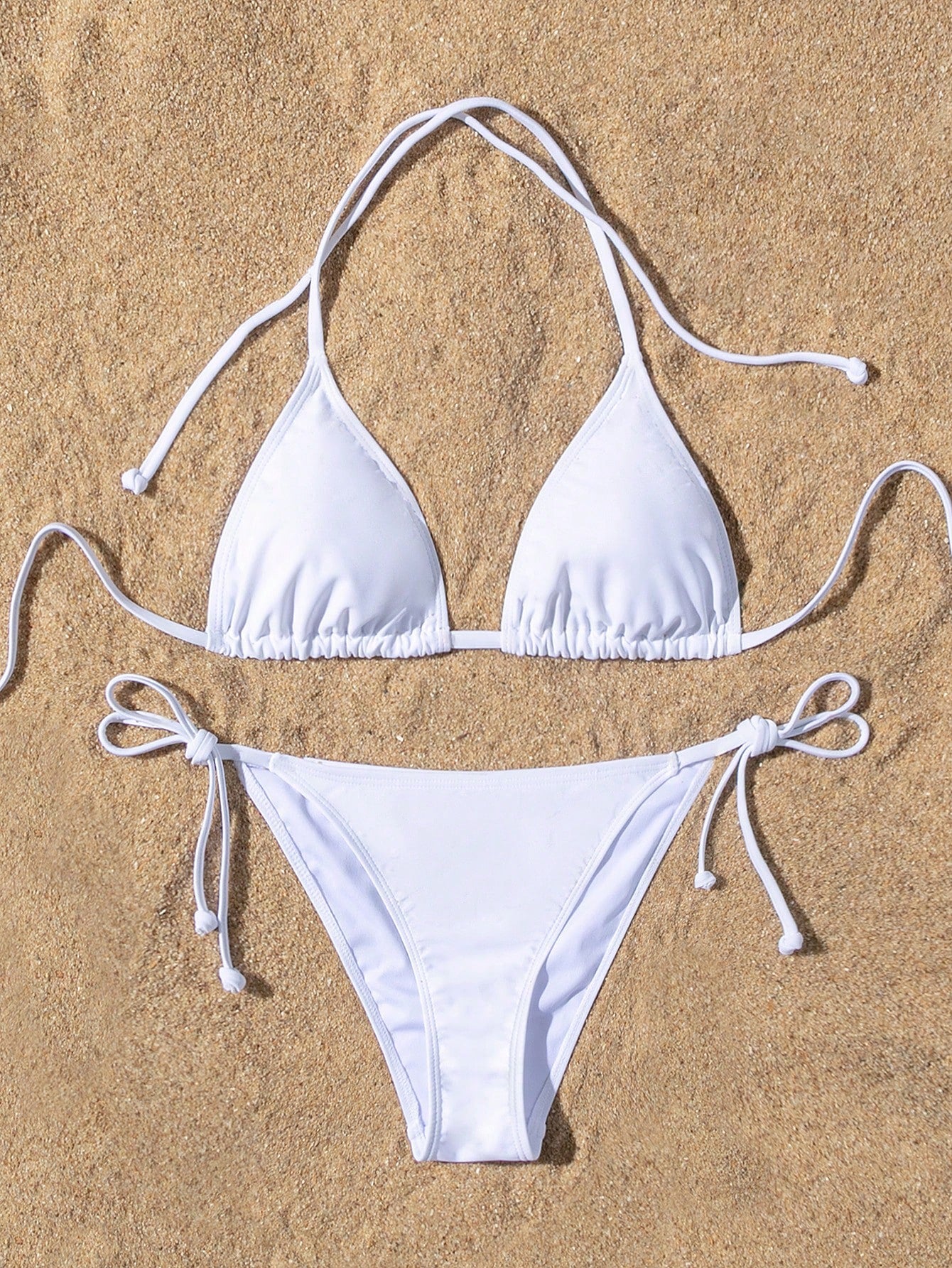 Summer Beach Halter Triangle Tie Side Bikini Set