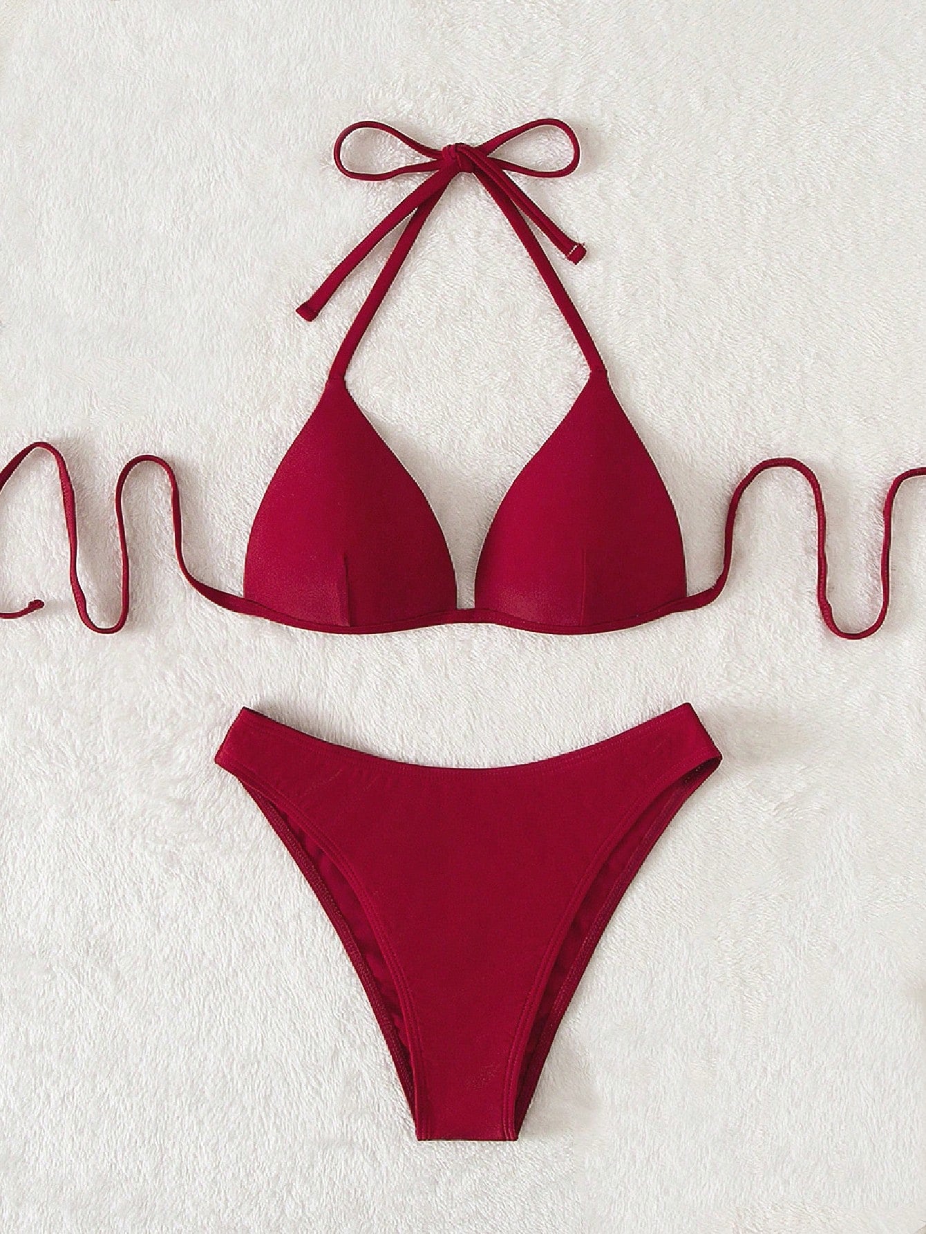 Swim Basics Summer Beach Solid Bikini Set Push Up Bra & Bikini Bottom