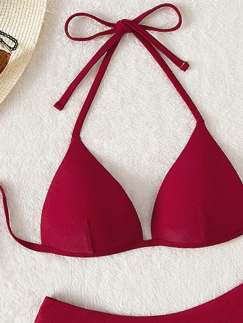 Swim Basics Summer Beach Solid Bikini Set Push Up Bra & Bikini Bottom