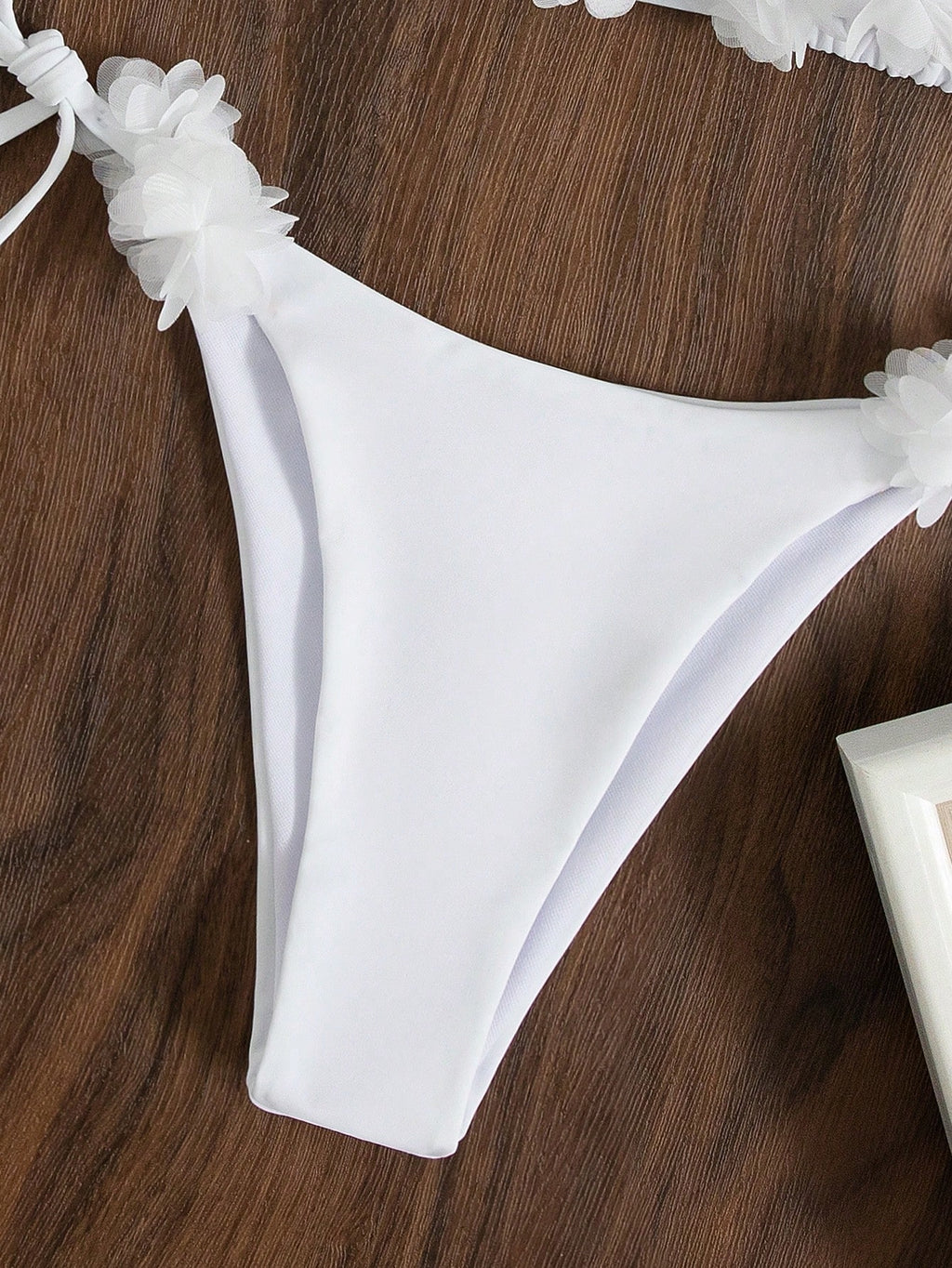 Swim Mod Solid Color Patch Halter Knotted Bikini Swimsuit For Summer Beach Vacat