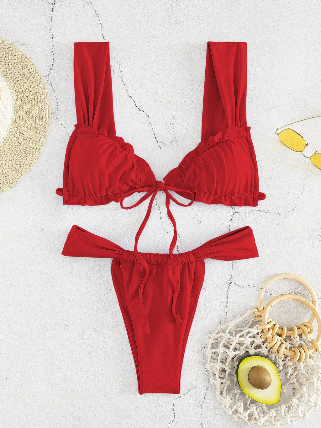 New Fashion Sexy Solid Color Bikini For Women Featuring Separated System, Rope Tied Design And Flounced - image 16