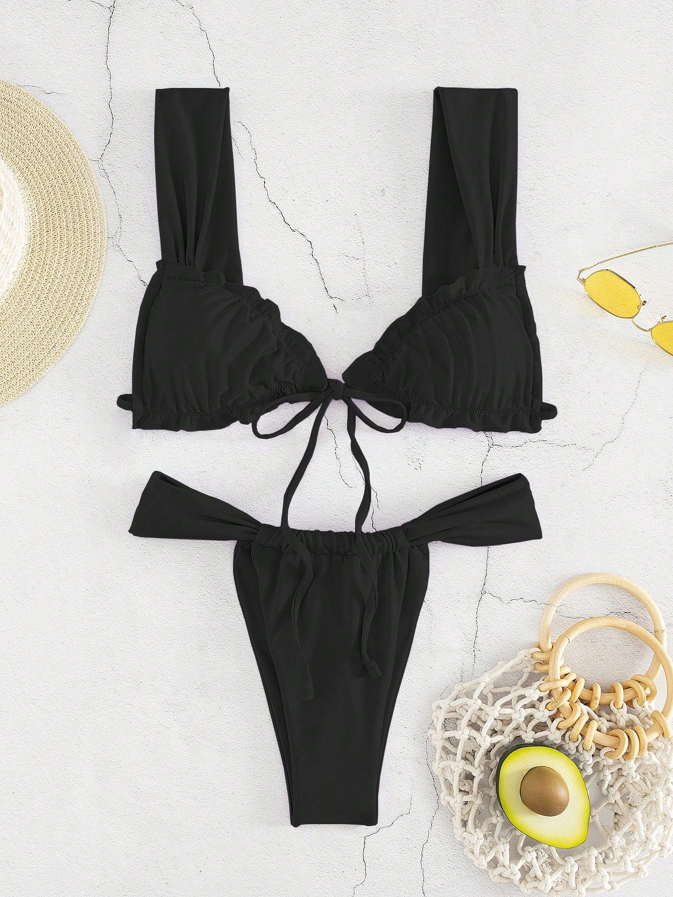 New Fashion Sexy Solid Color Bikini For Women Featuring Separated System, Rope Tied Design And Flounced - image 10