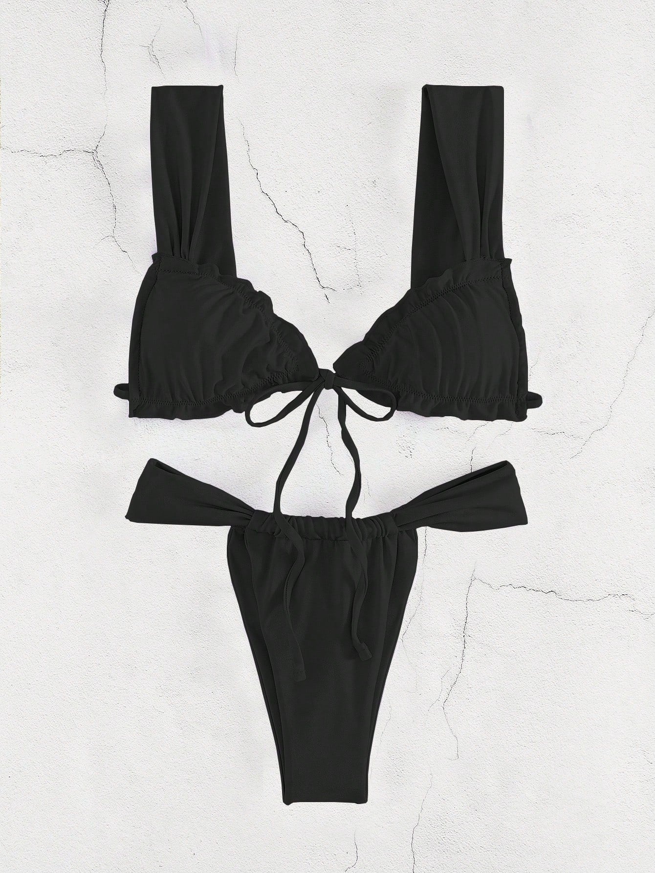 New Fashion Sexy Solid Color Bikini For Women Featuring Separated System, Rope Tied Design And Flounced - image 11