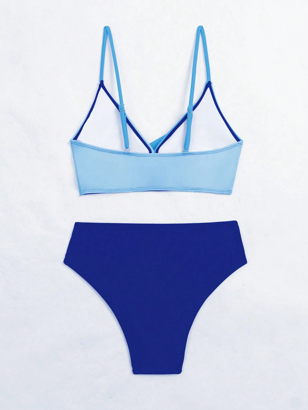Swim Women Summer Beach Color-Block Spaghetti Strap Bikini Set