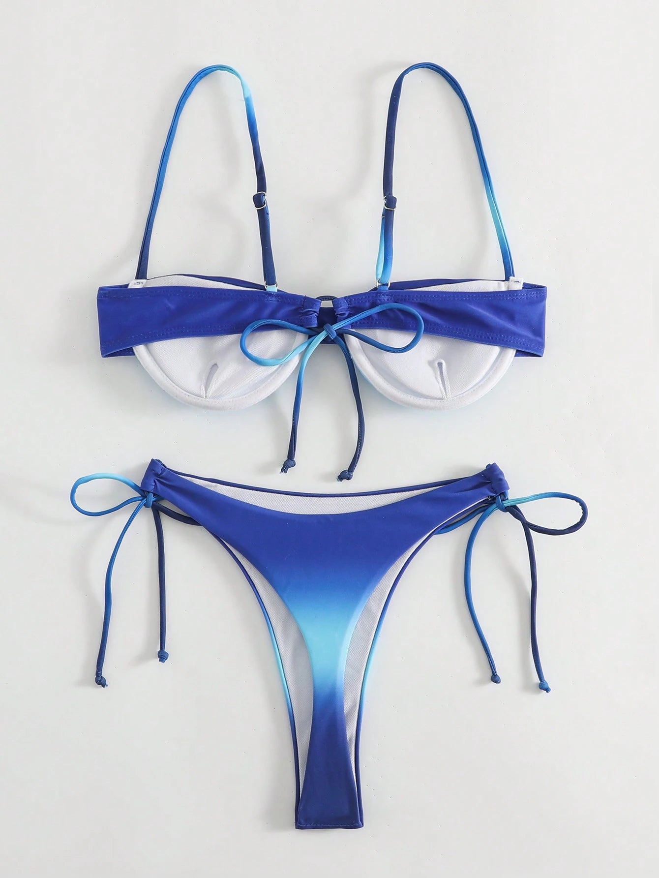 Women's Solid Color Splicing Fashionable Sexy Bikini Top And Bottom
