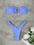 Women's Floral Print Sexy Bandeau Bikini Swimwear Set Summer Spring