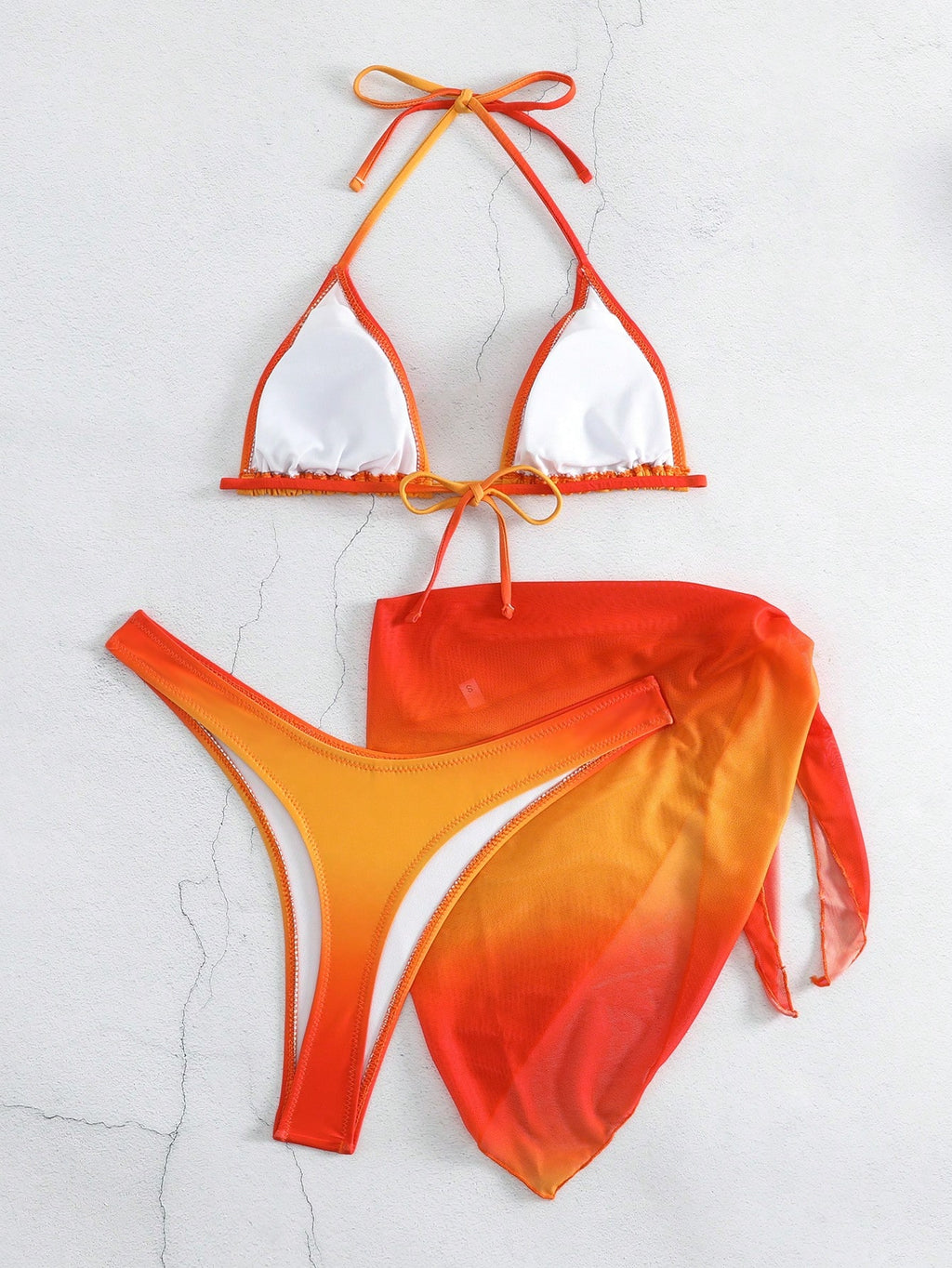 LUCKY HOLIDAY 3pcs Sexy Mesh Dress Bikini Set, Summer Vacation Beach
