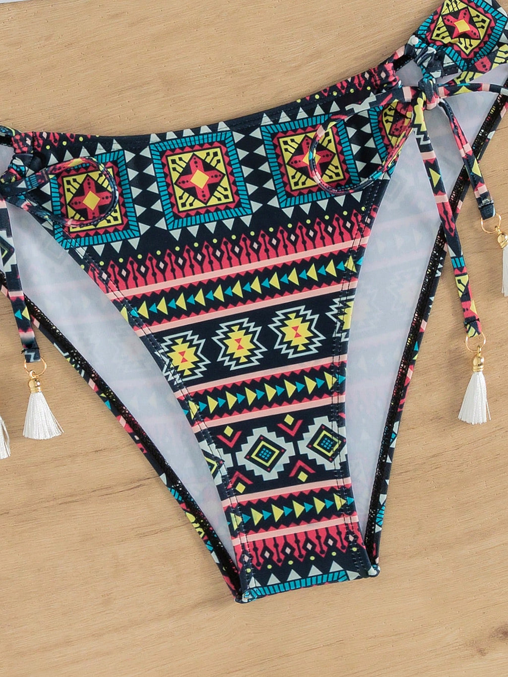 Swim Vcay Summer Beach Geo Print Halter Triangle Bikini Set