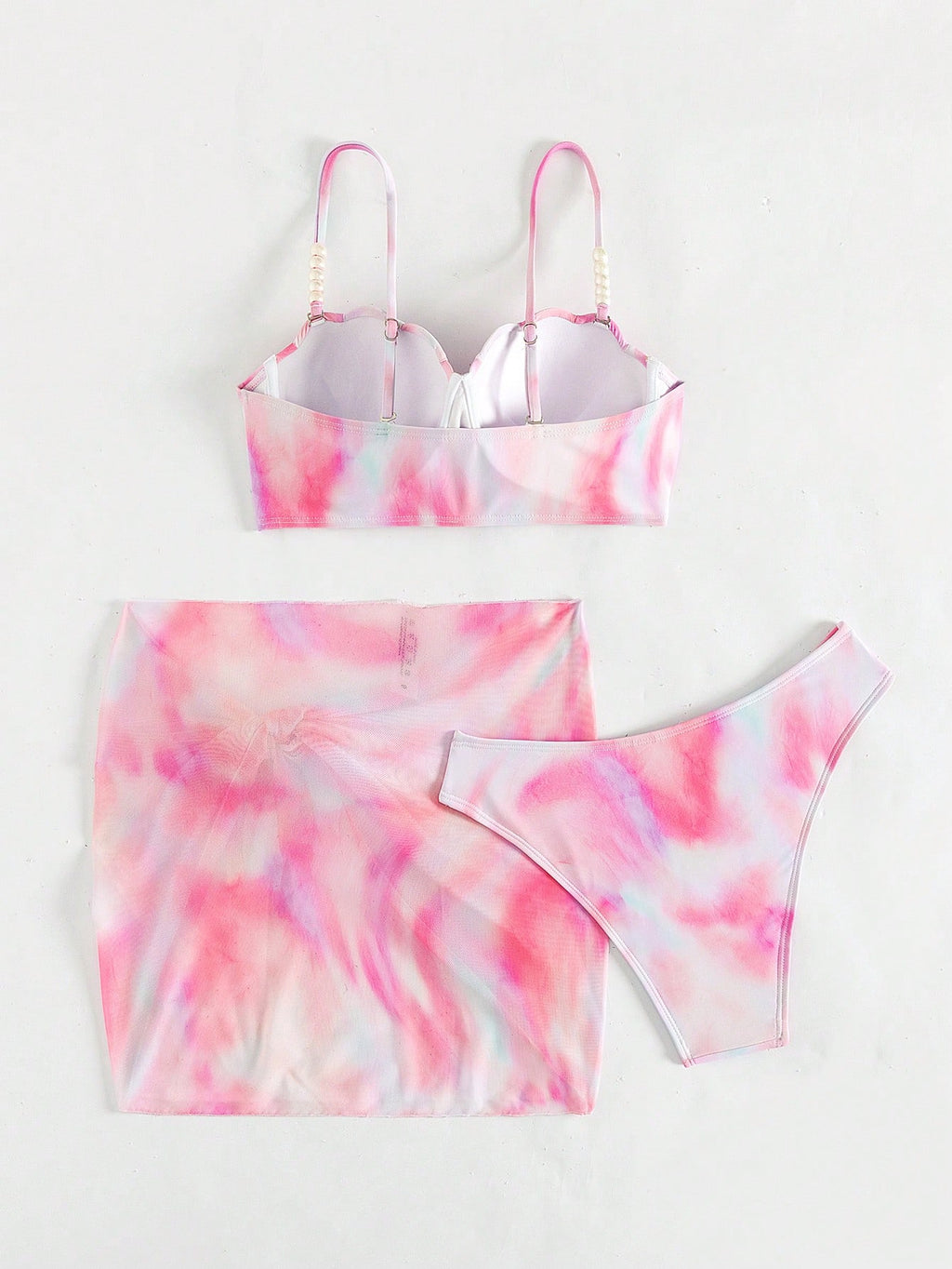 Swim Vcay Women's Summer Beach Tie-Dye Sexy Bikini Set With Cover Up Pareo Skirt