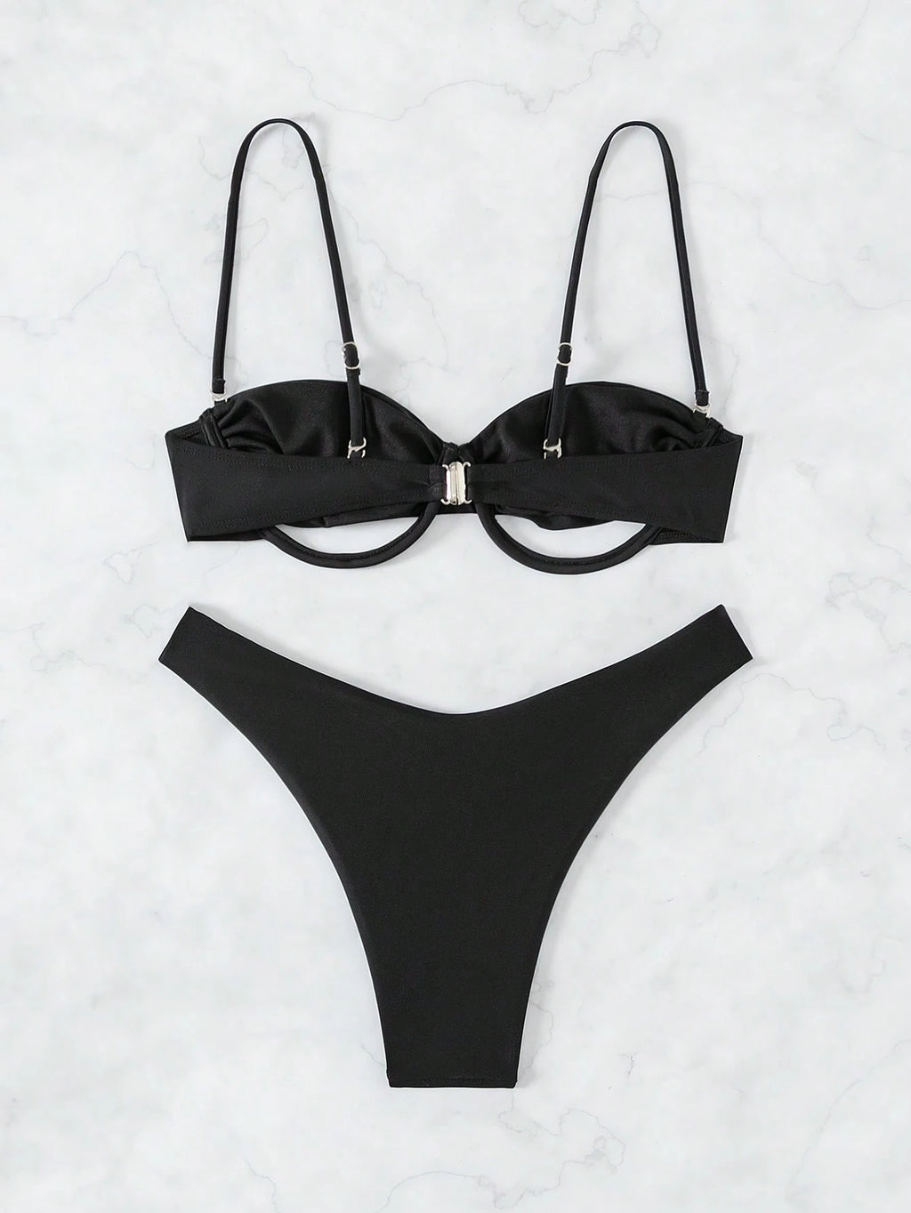 Swim SXY Summer Beach Cut Out Ruched Push Up Bikini Set