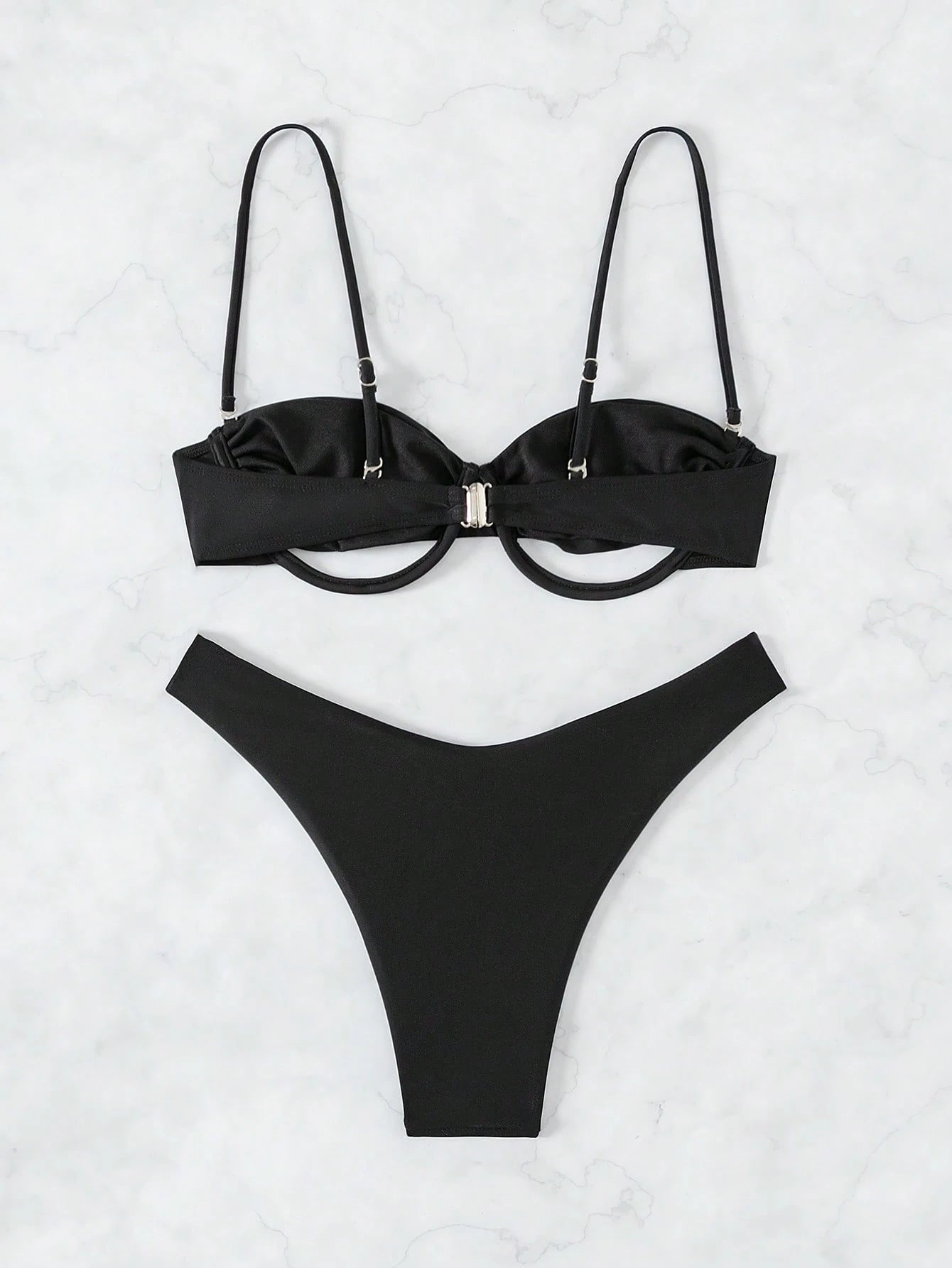 Swim SXY Summer Beach Cut Out Ruched Push Up Bikini Set