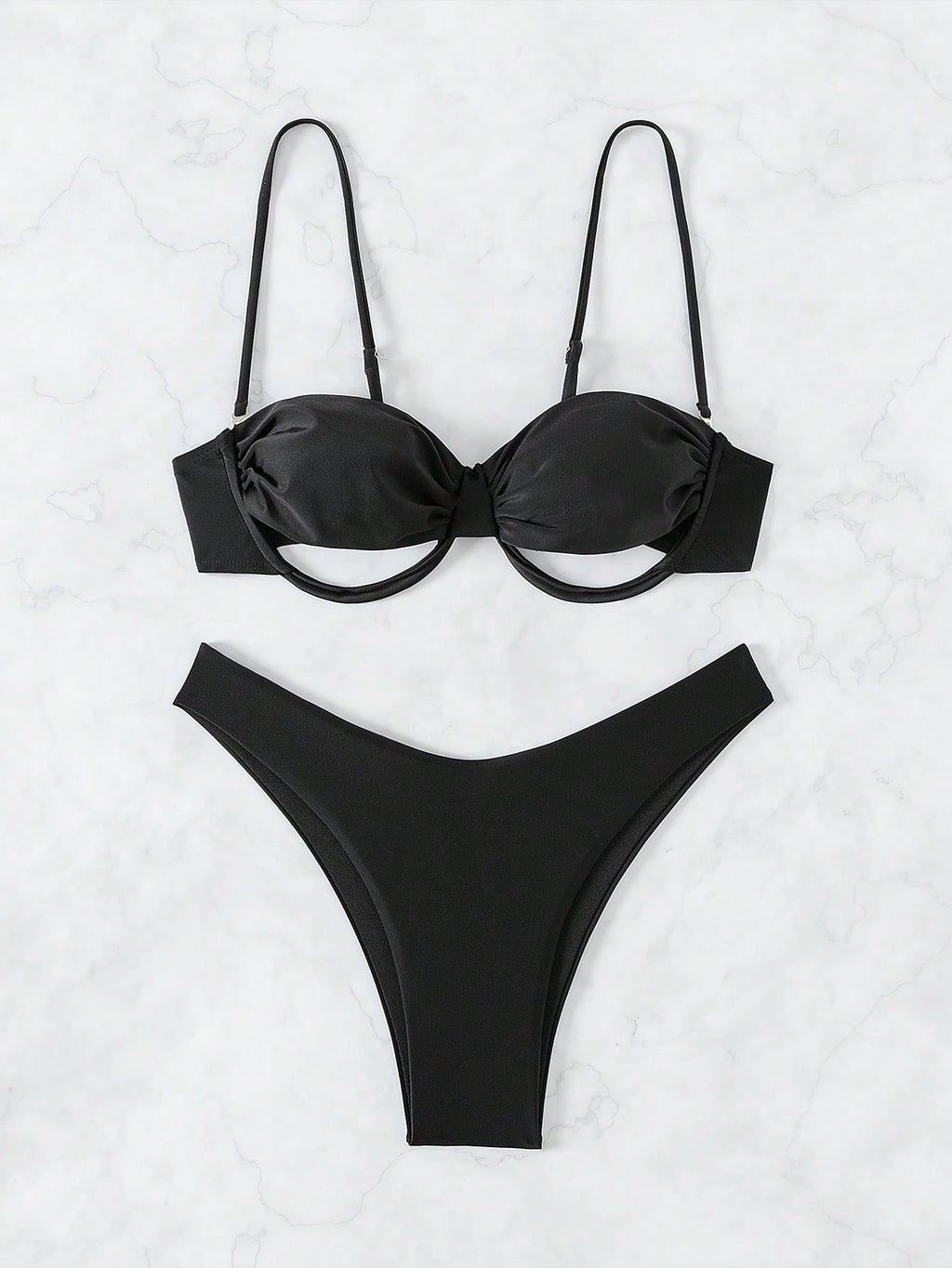 Swim SXY Summer Beach Cut Out Ruched Push Up Bikini Set