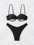 Swim SXY Summer Beach Cut Out Ruched Push Up Bikini Set