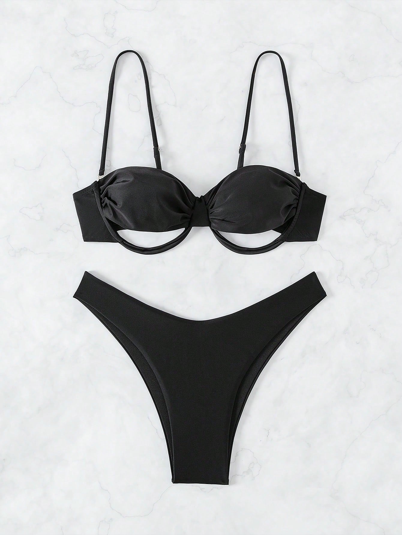 Swim SXY Summer Beach Cut Out Ruched Push Up Bikini Set