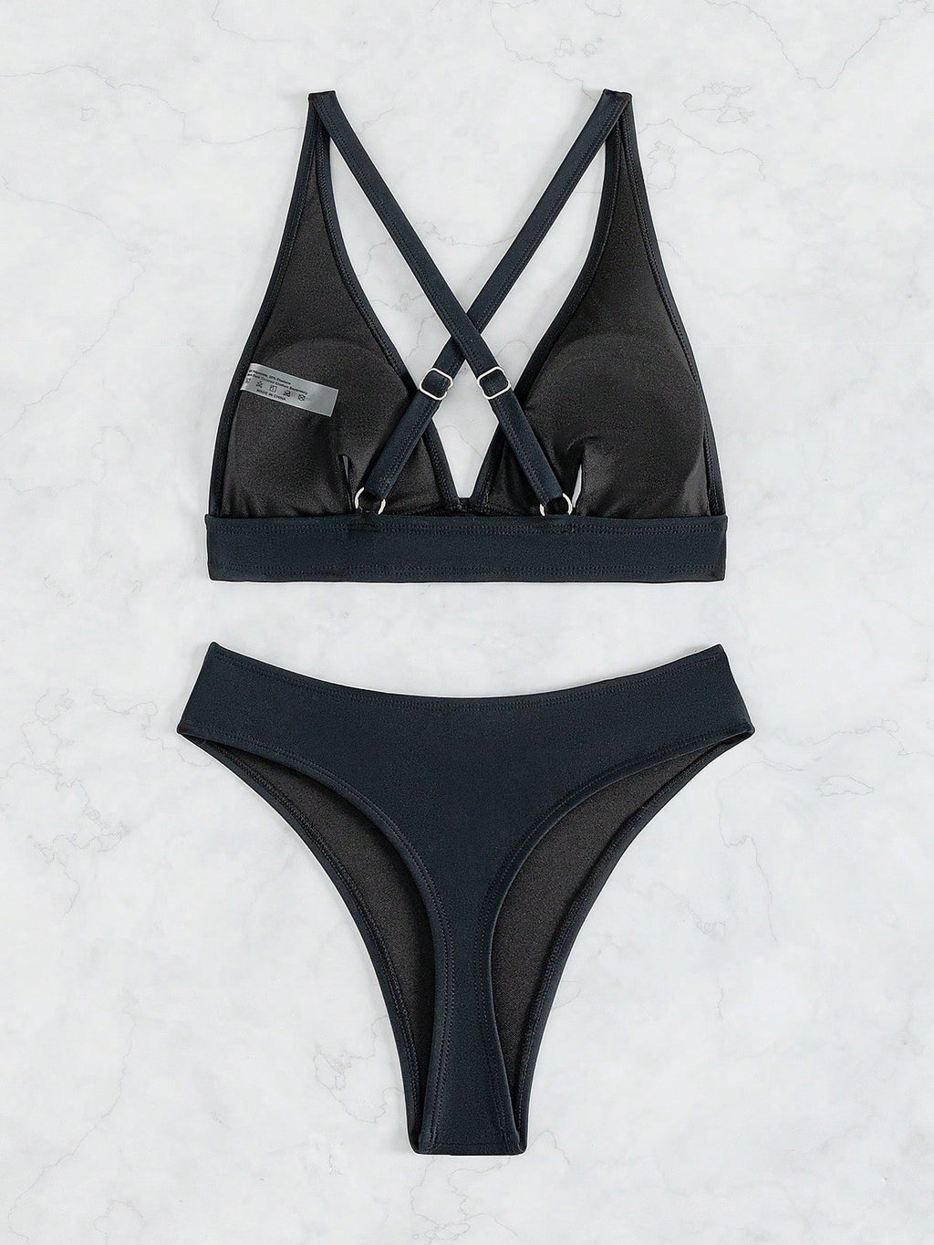 Swim Women's Solid Color Criss-Cross Back Sexy Bikini Swimsuit Set, Summer Beach - image 4