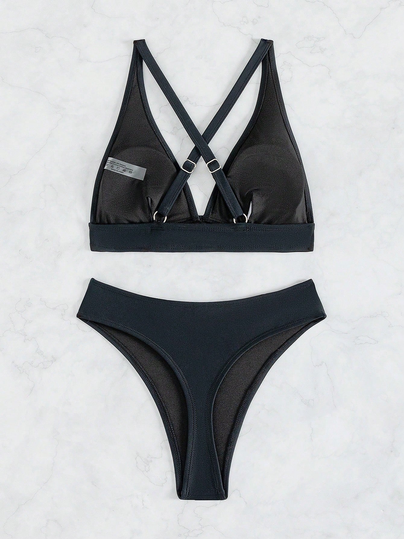 Swim Women's Solid Color Criss-Cross Back Sexy Bikini Swimsuit Set, Summer Beach - image 4