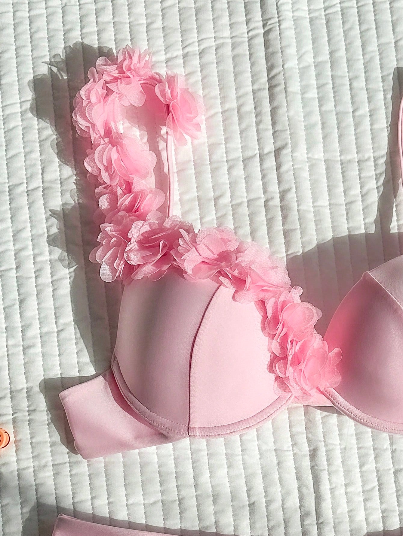 Swim SXY Summer Beach Flower Deco V-Neck Bikini Set, Bikini Set, Two Pieces