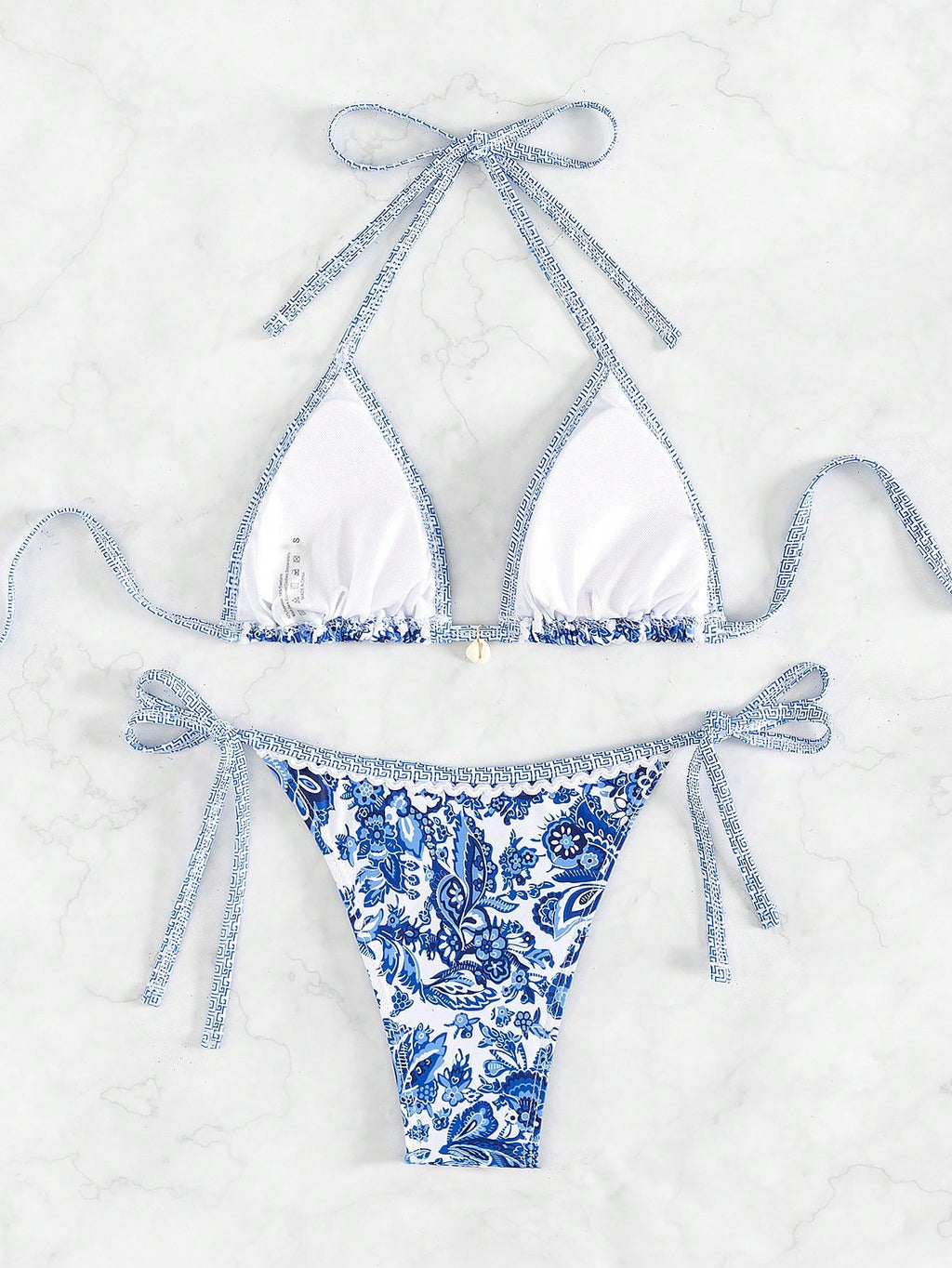 Swim Vcay Summer Beach Women's Floral Printed Halter Neck Bikini Set