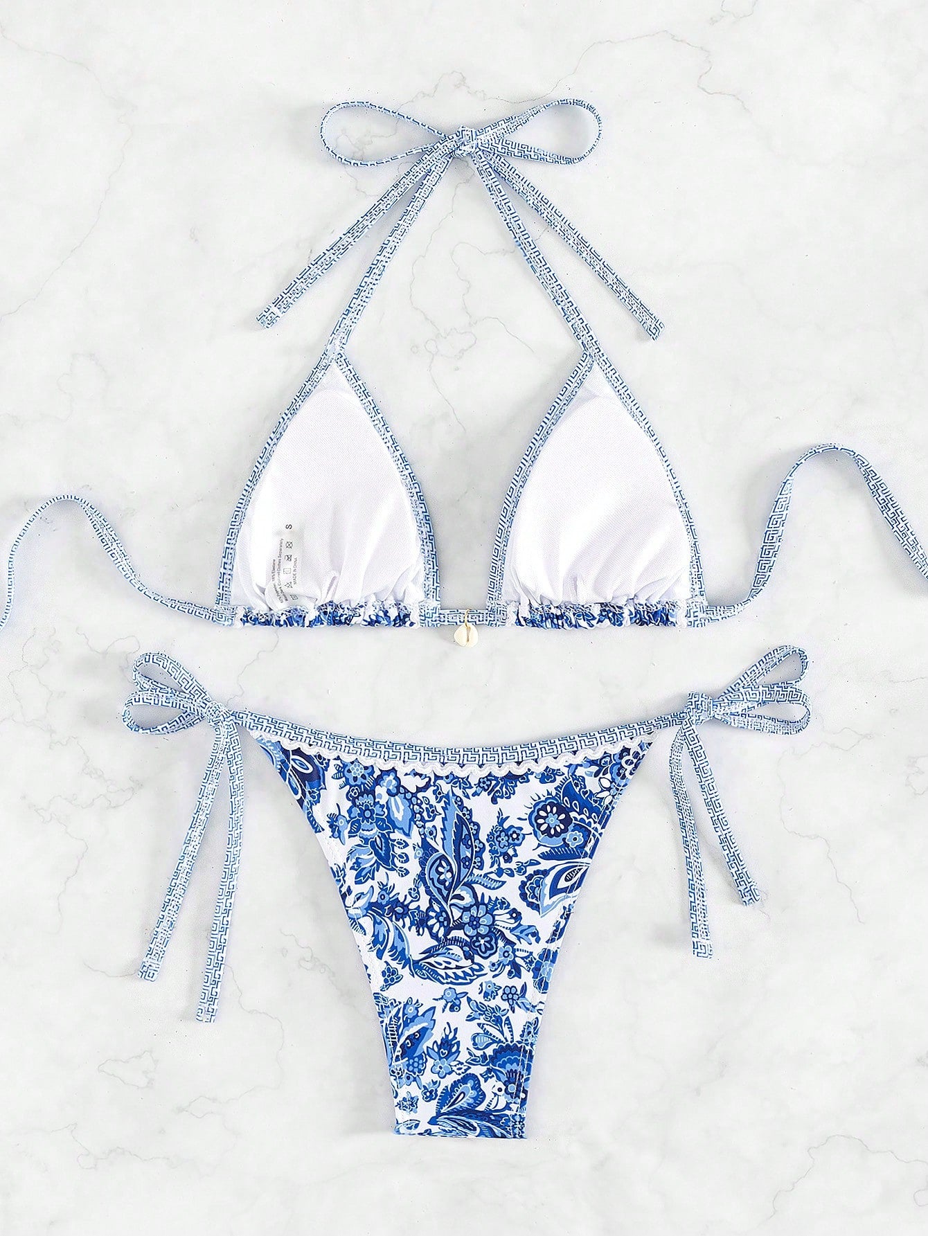 Swim Vcay Summer Beach Women's Floral Printed Halter Neck Bikini Set