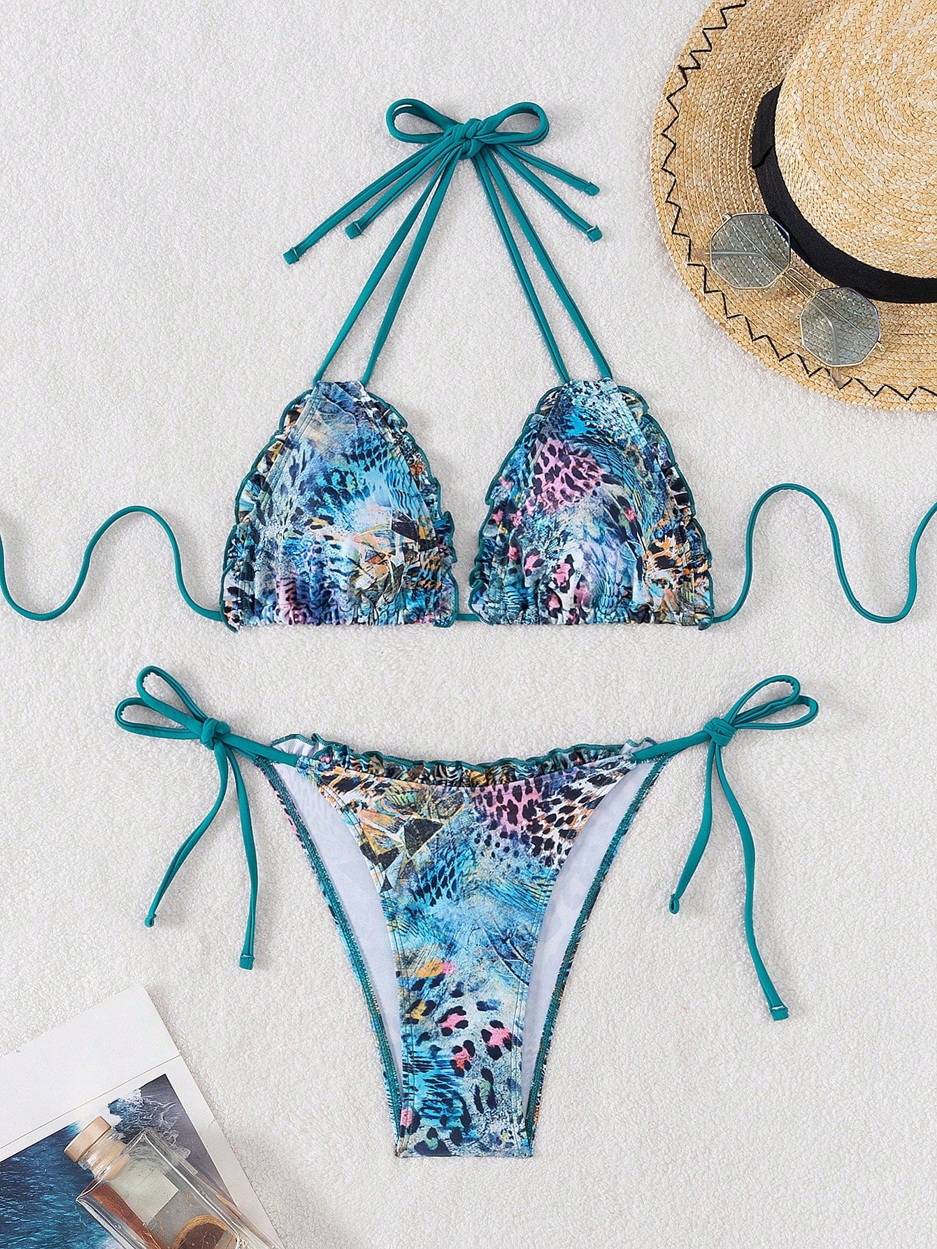 Swim SXY Summer Beach Mandala Print Bikini Set With Frill Trim