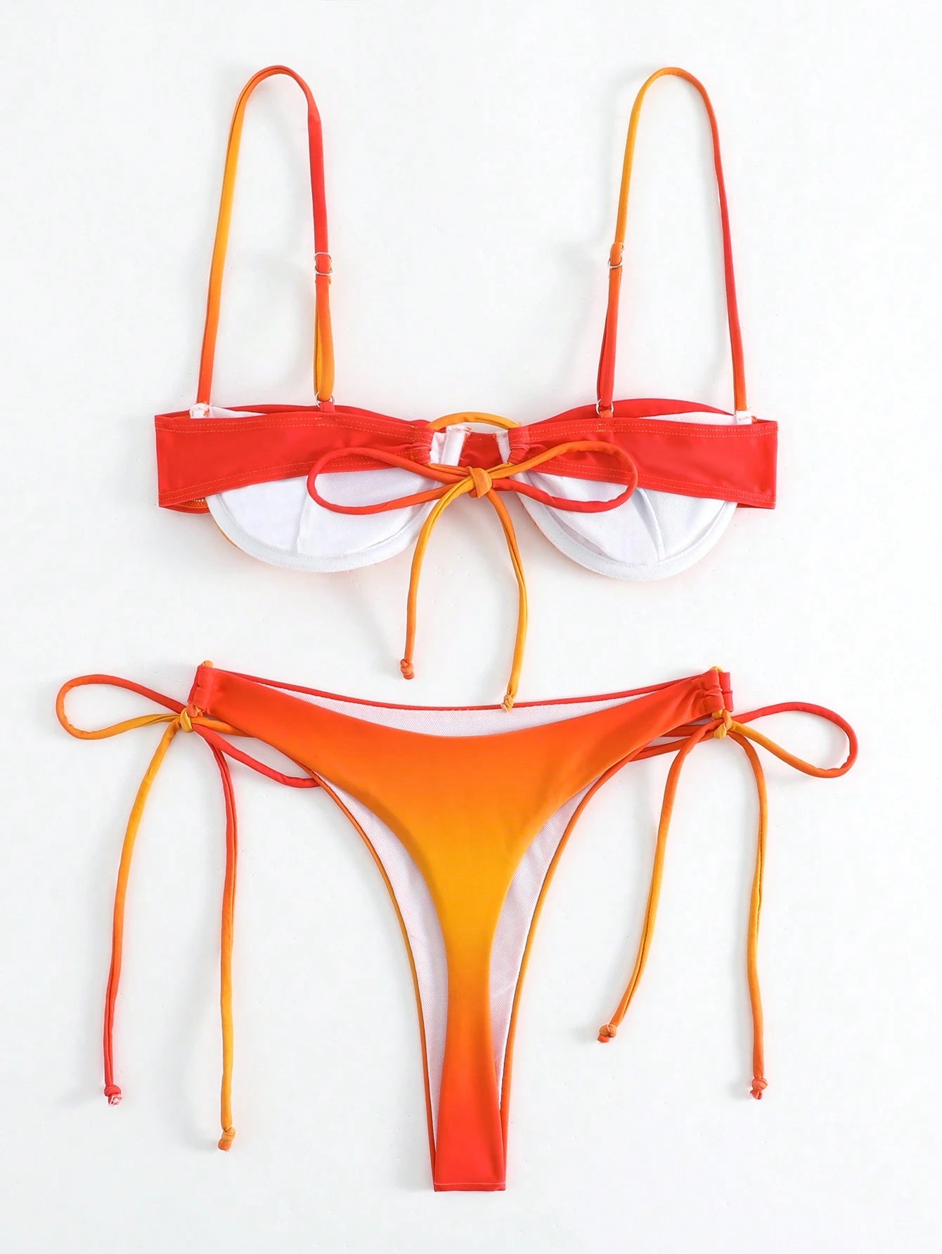 Women's Solid Color Splicing Fashionable Sexy Bikini Top And Bottom