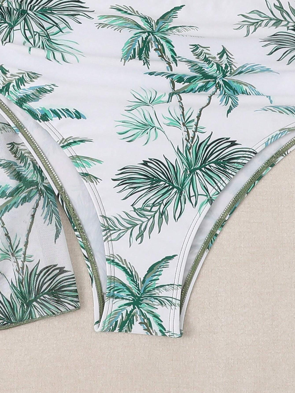 3pcs Solid Color Swimwear Set With Printed Briefs, Cover Up And