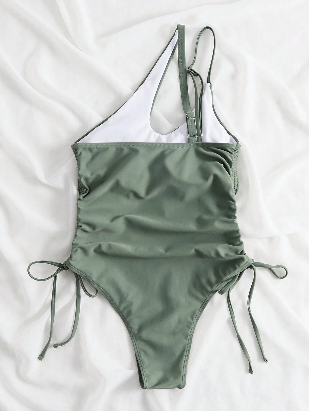 Swim Vcay Summer Beach One-Piece Swimsuit Wireless With Drawstring Side - image 8