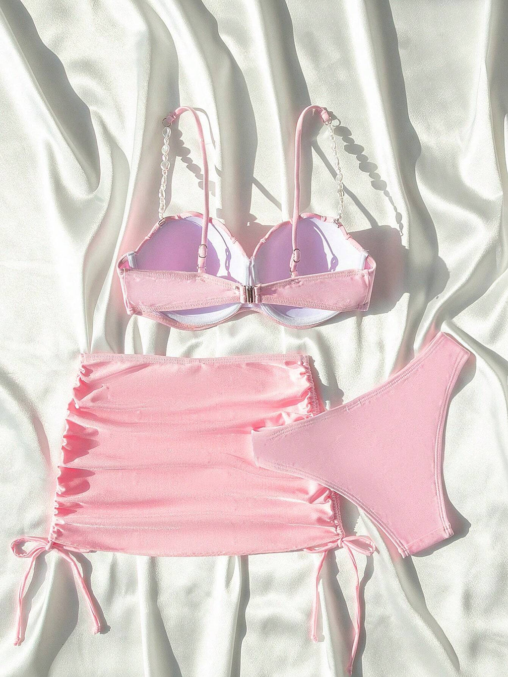 Swim Mod Summer Beach Women's Solid Color Bikini Set
