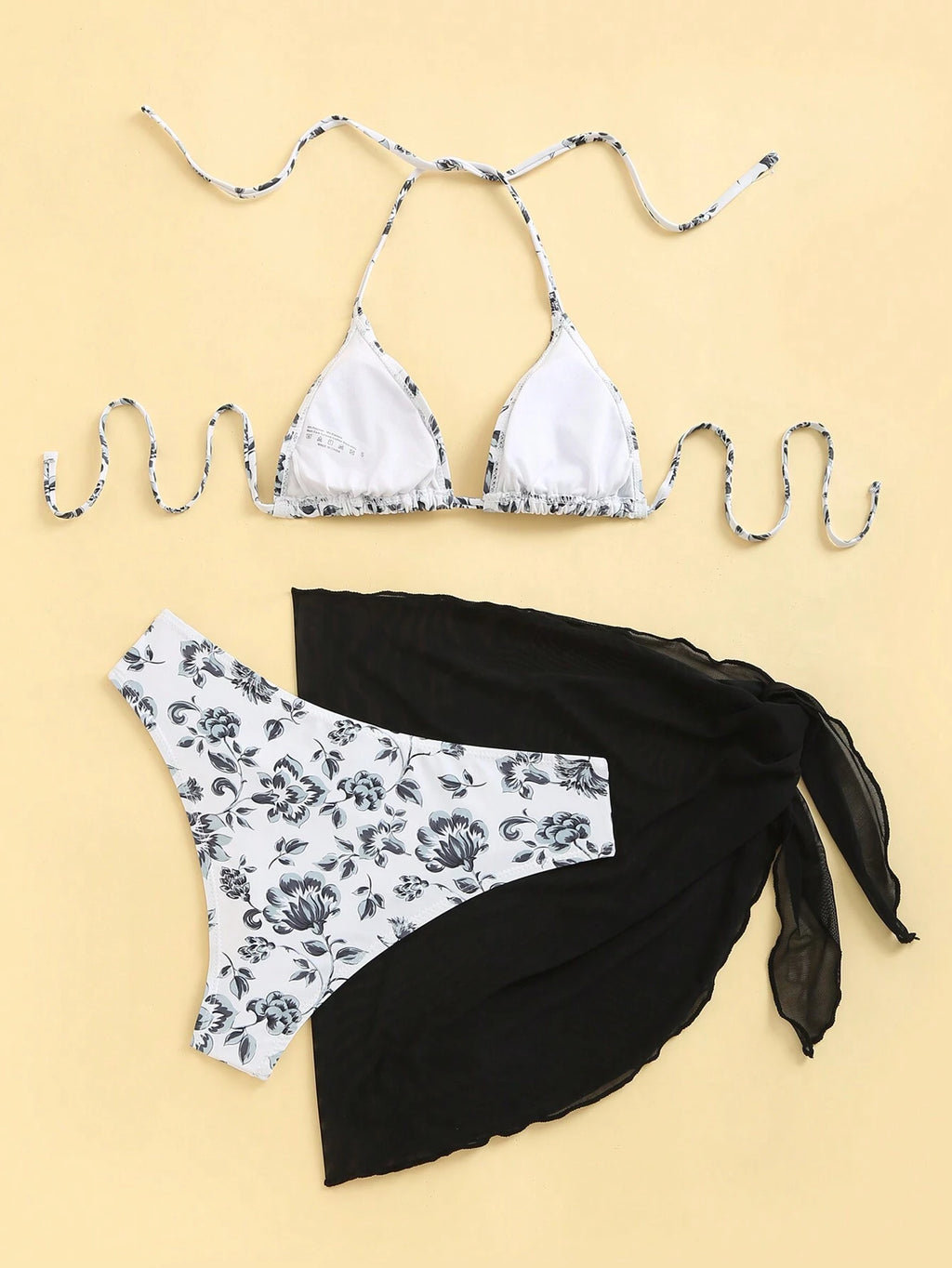 Swim Mod Women's Summer Beach Floral Print Halter Tie Sexy Bikini And