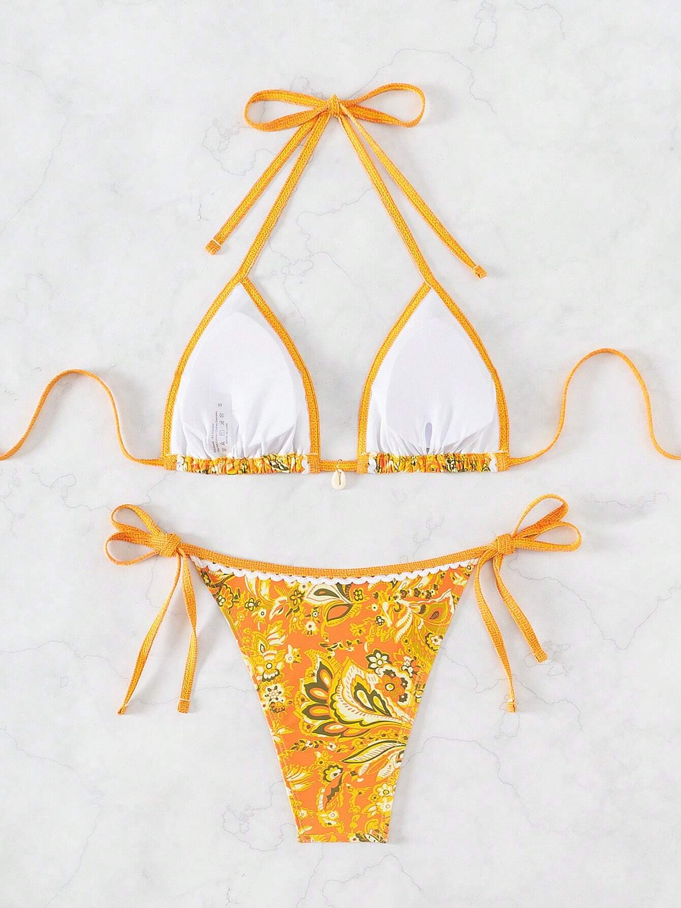 Swim Vcay Summer Beach Women's Floral Printed Halter Neck Bikini Set