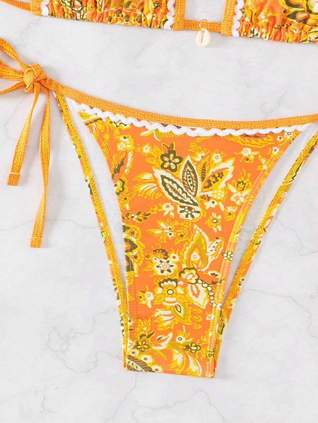 Swim Vcay Summer Beach Women's Floral Printed Halter Neck Bikini Set