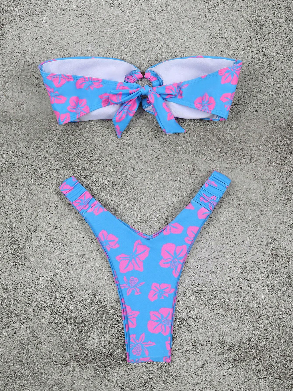 Women's Floral Print Sexy Bandeau Bikini Swimwear Set Summer Spring