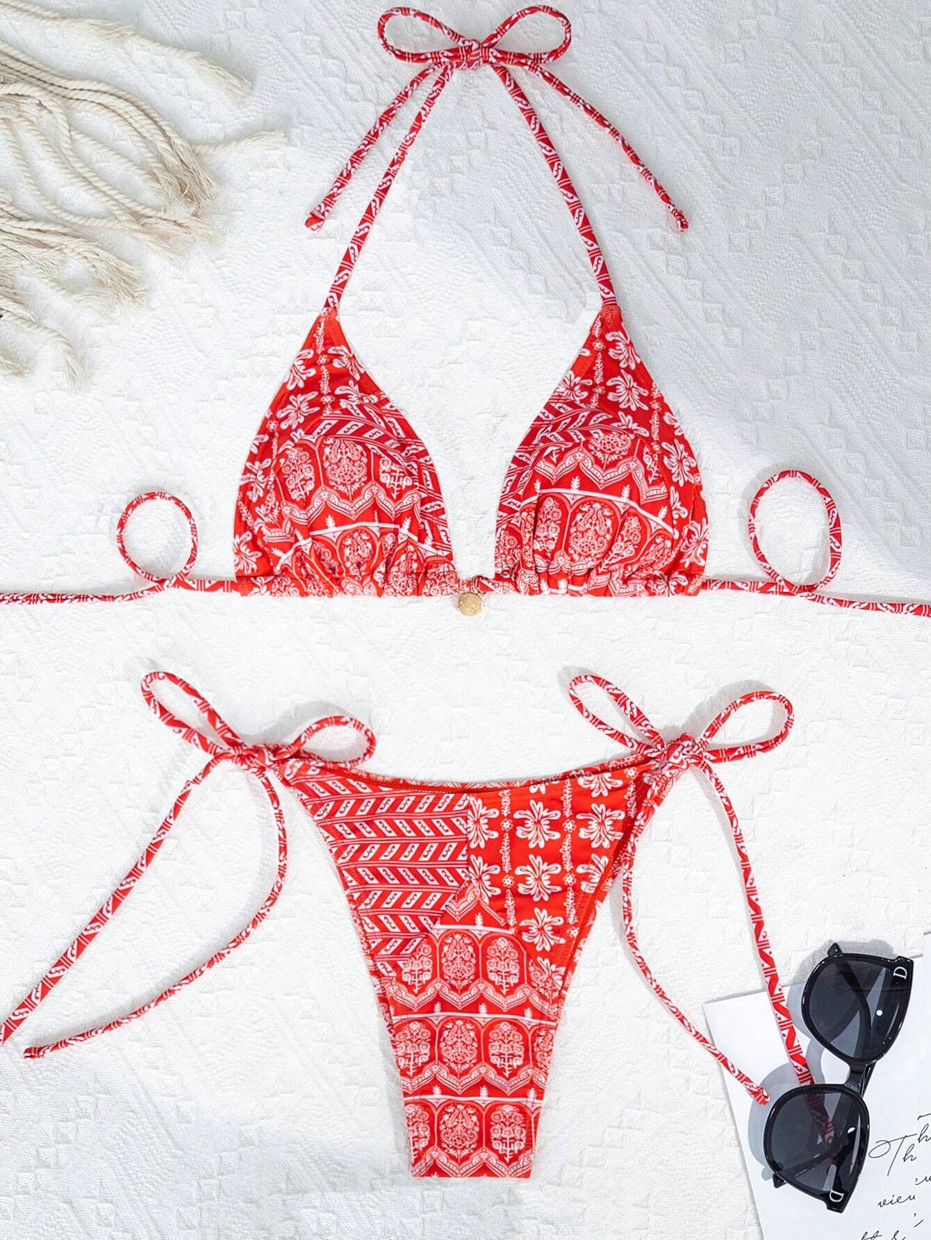 Swim Vcay Summer Beach Floral Printed Swimwear Set