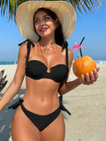 Swim Vcay Summer Beach Women's Solid Color Two Pieces Bikini Set