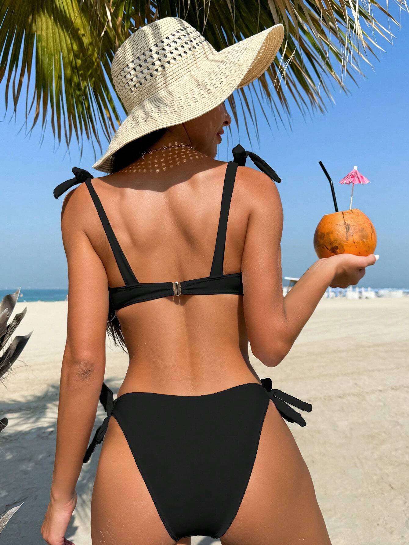 Swim Vcay Summer Beach Women's Solid Color Two Pieces Bikini Set - image 2