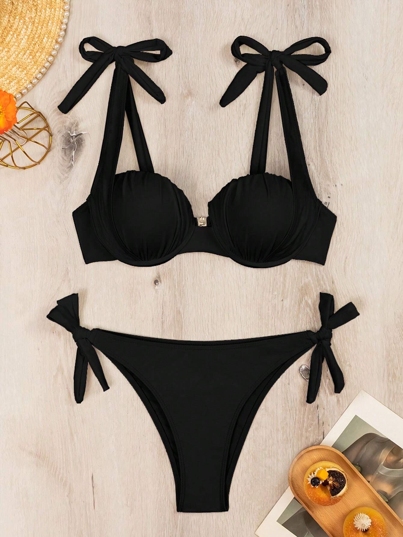 Swim Vcay Summer Beach Women's Solid Color Two Pieces Bikini Set - image 4