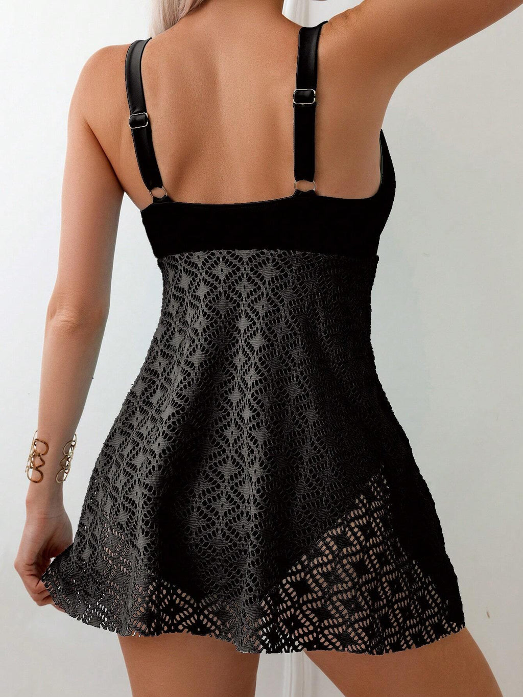 Swim Lushoire Summer Beach Women's Patchwork Lace One-Piece Swimsuit - image 2