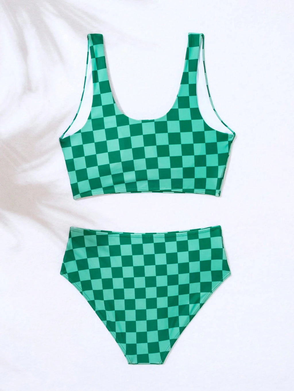 Swim Vcay Summer Beach Women's Checkered Print Bikini Set, Vacation