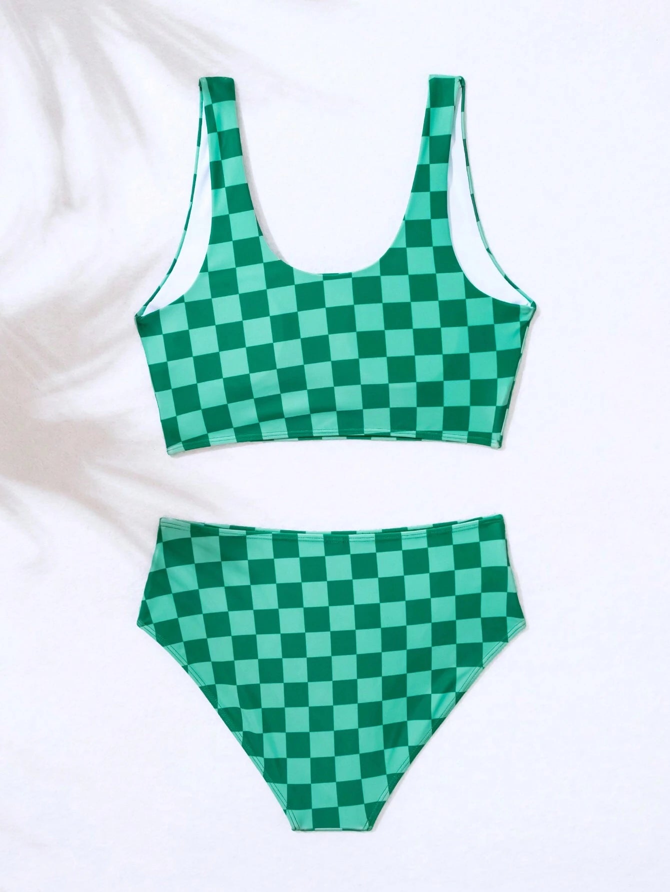 Swim Vcay Summer Beach Women's Checkered Print Bikini Set, Vacation