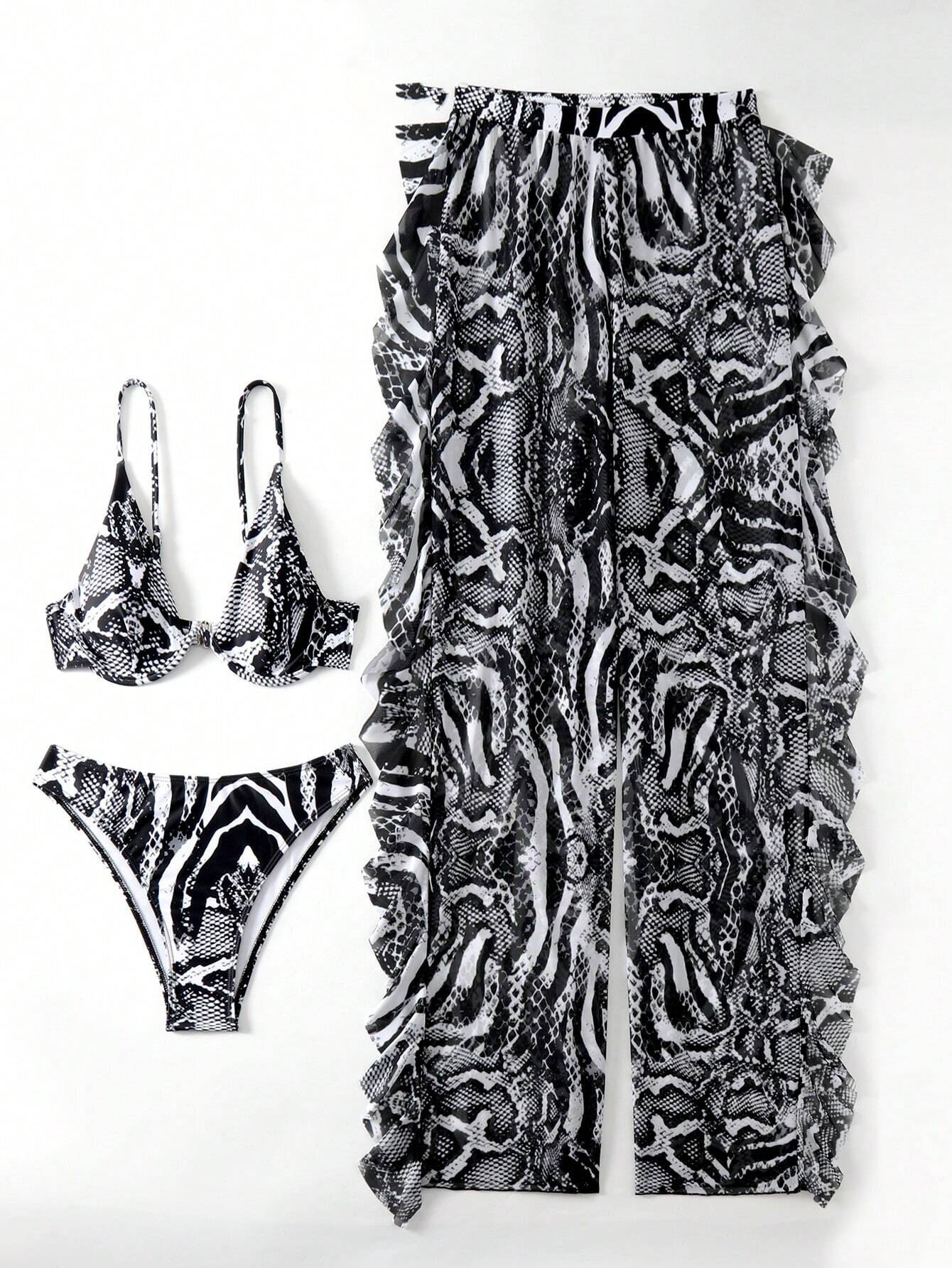 Slaydiva Women's 2025 Vacation Snakeskin Print Sexy Bikini Set With