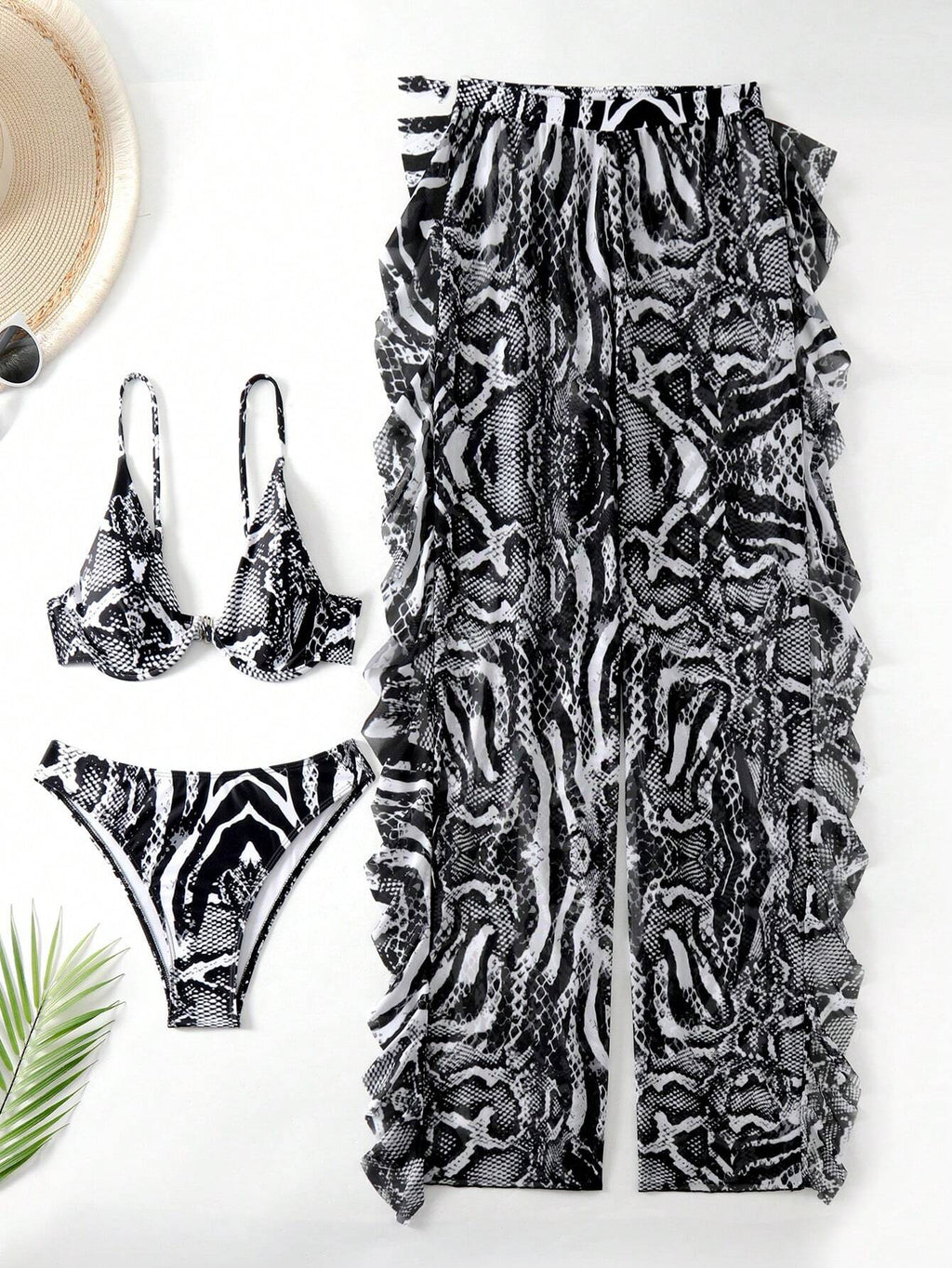Slaydiva Women's 2025 Vacation Snakeskin Print Sexy Bikini Set With