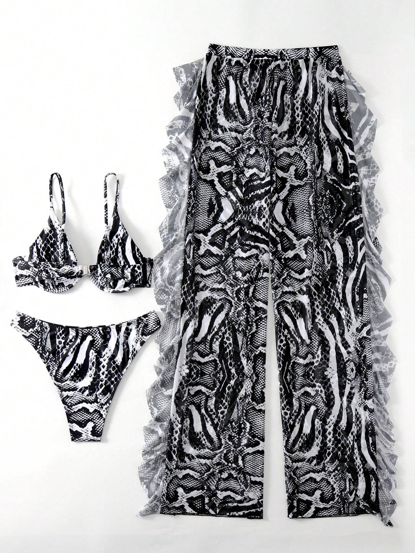 Slaydiva Women's 2025 Vacation Snakeskin Print Sexy Bikini Set With