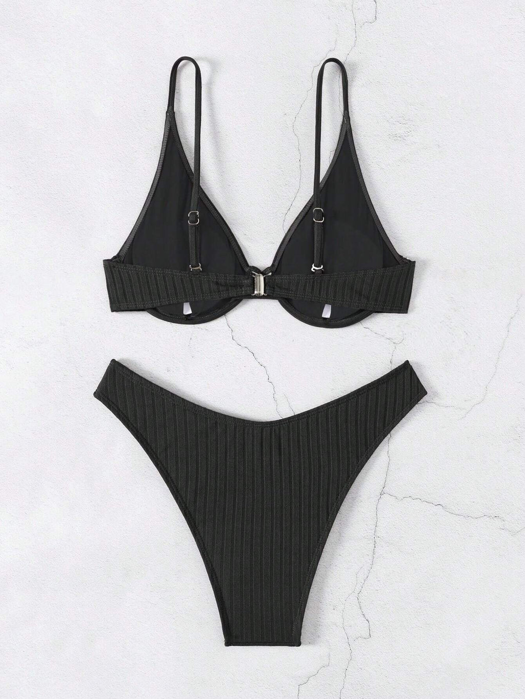 Swim Women Summer Beach Solid Simple Ribbed Bikini Set For Daily Use - image 13