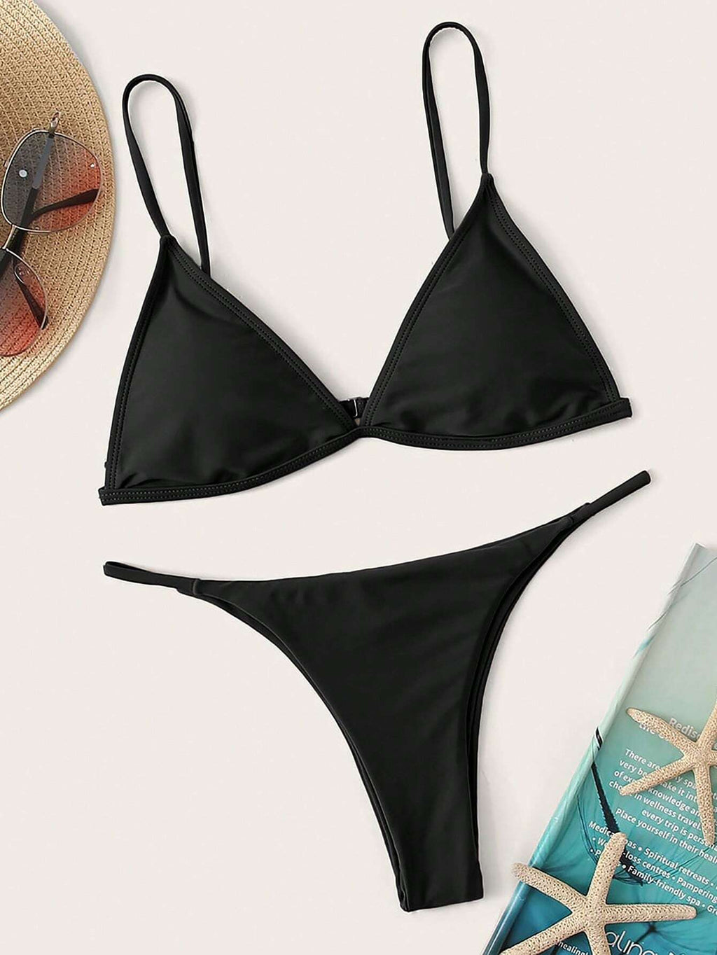 Swim Basics Summer Beach Minimalist Bikini Set Triangle Bra & Thong