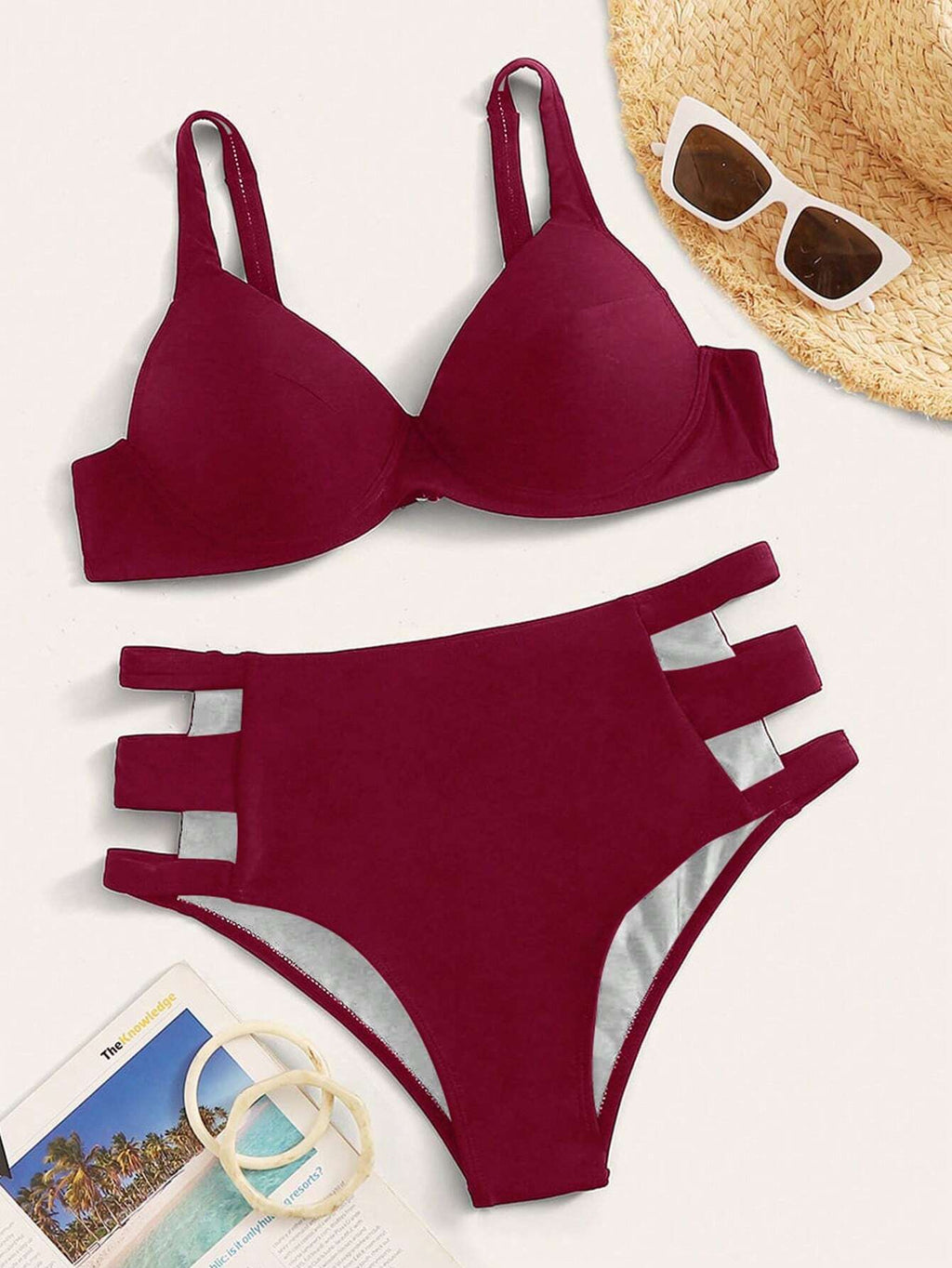 Swim Lushoire Summer Beach Cut Out Bikini Set