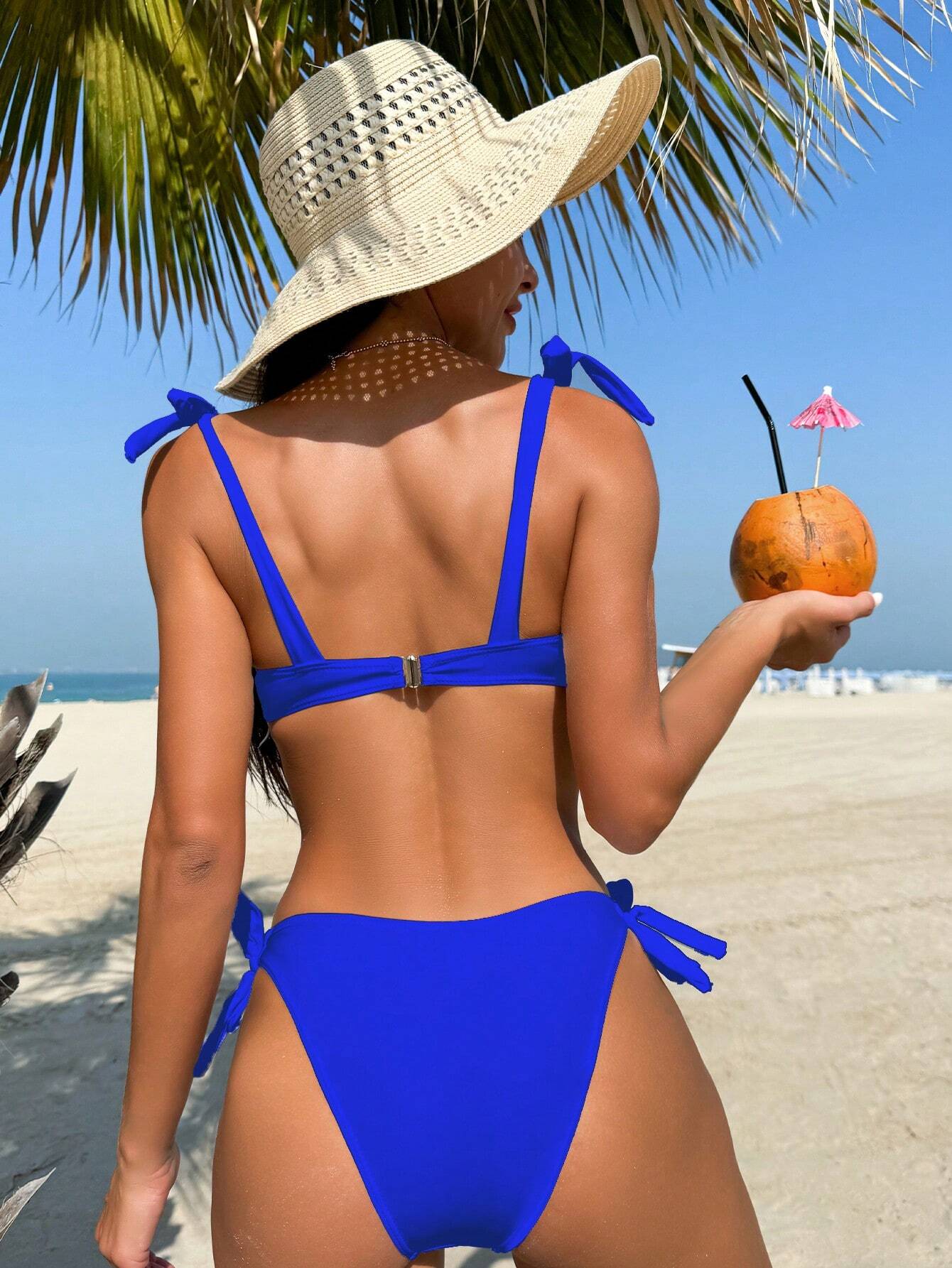 Swim Vcay Summer Beach Women's Solid Color Two Pieces Bikini Set - image 12