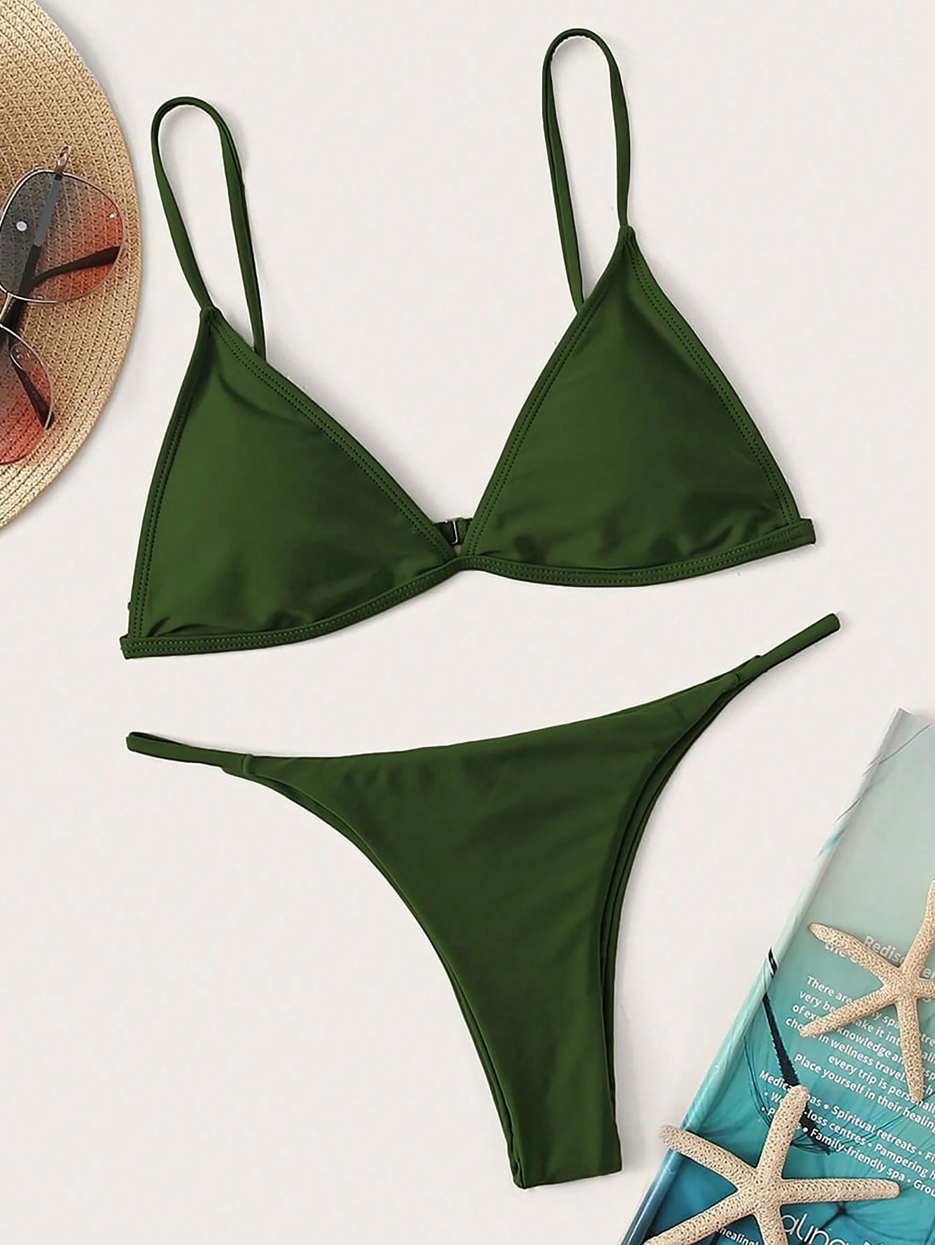 Swim Basics Summer Beach Minimalist Bikini Set Triangle Bra & Thong