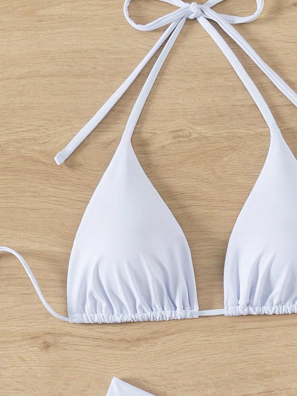 Swim Basics Women Summer Beach Solid Halter Neck 3-Piece Bikini Set Bathing Suit